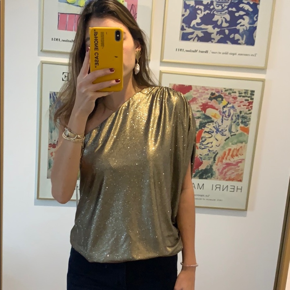 Alice and Olivia Hannah sparkle one shoulder top